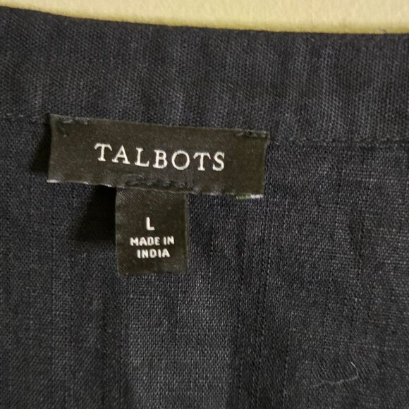 Talbots Embroidered Linen Cotton Tunic Black 3/4 Sleeve Size L - Picture 7 of 8